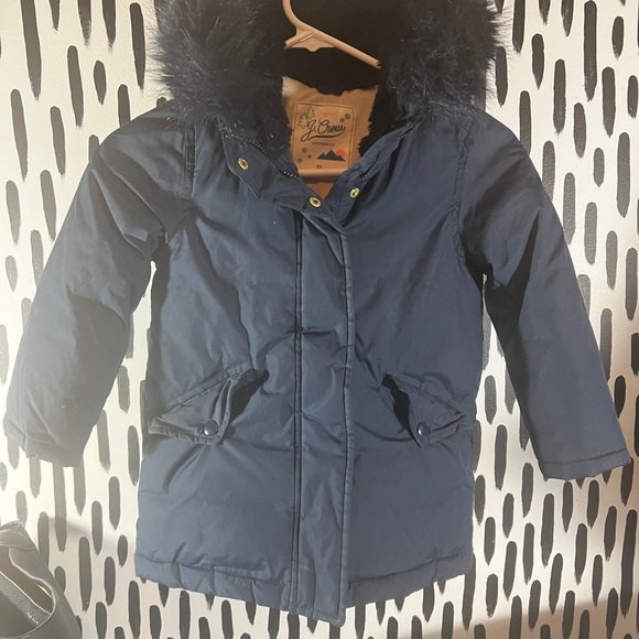 J. Crew Kids Navy ' fishtail parka w/ PrimaLoft- detachable fur -XS(size 4-5) - Picture 1 of 3